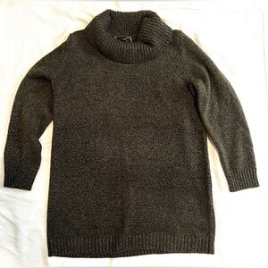 Karen Scott Olive Grey Cowl Neck Sweater Size Large